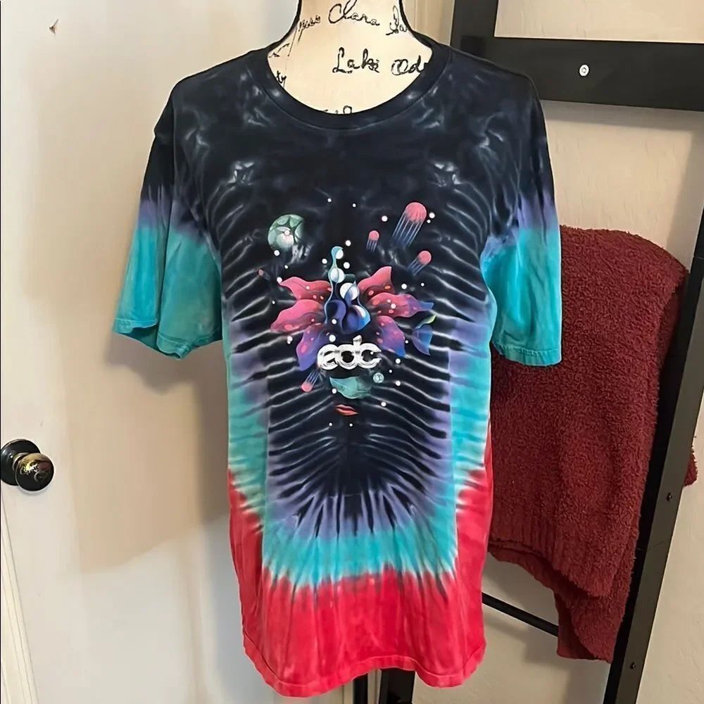 EDC Music Festival Colorful Tie-Dye Graphic T-Shirt Bohemian Festival Concert